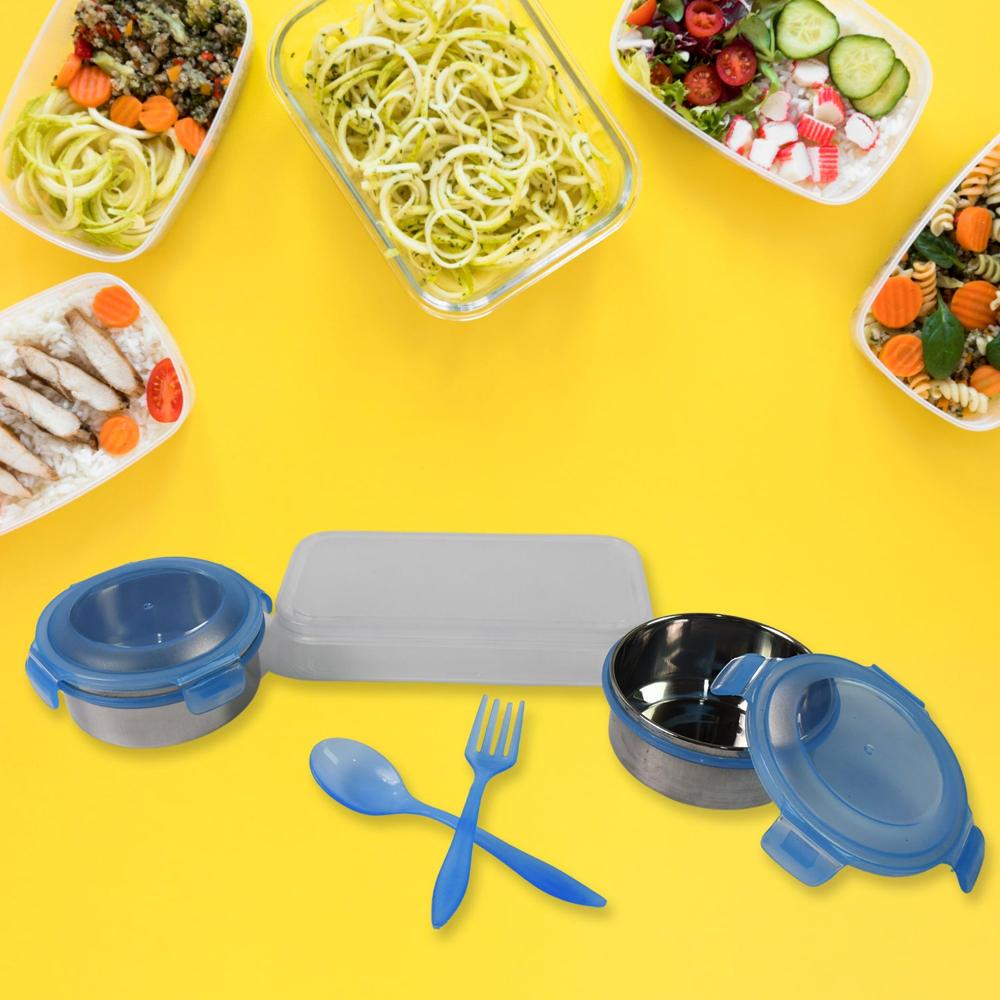 Sumo Lunch Box with Bag Plastic Lunch Box & Spoon/Fork Set (2 Pc)