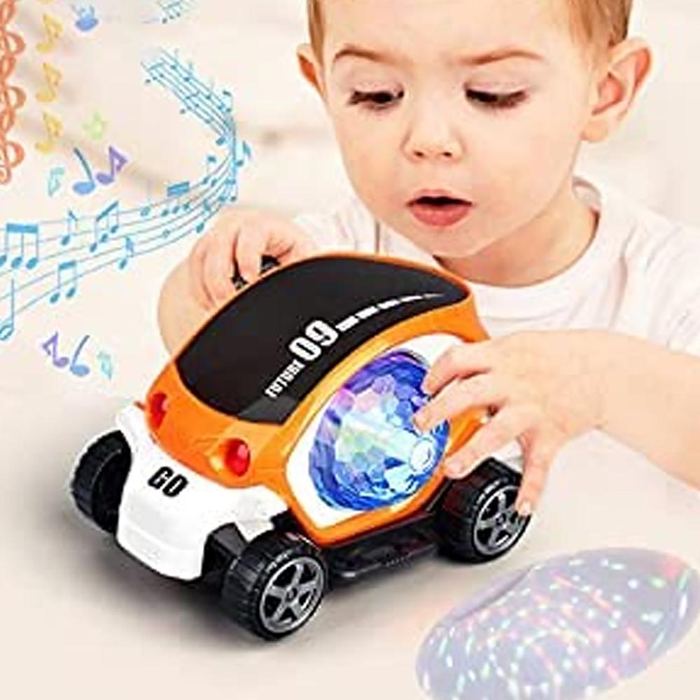 360 Rotating Stunt Car Toy Bump & Go (1 Pc, Battery Not Included)