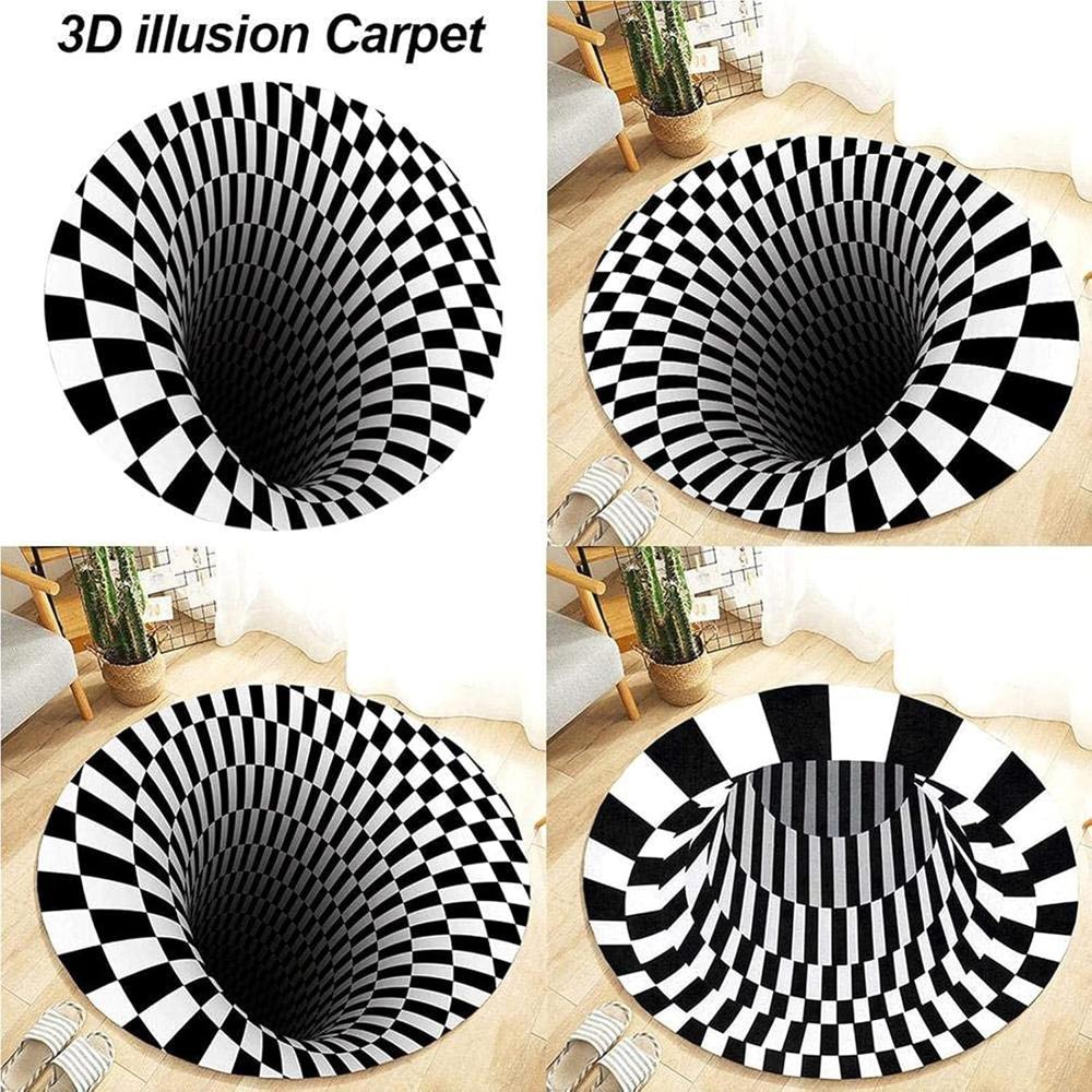 3d Space Round Carpet, Floor Mat Non-woven Doormat (60 Cm) - Application: As Per Product Requirement