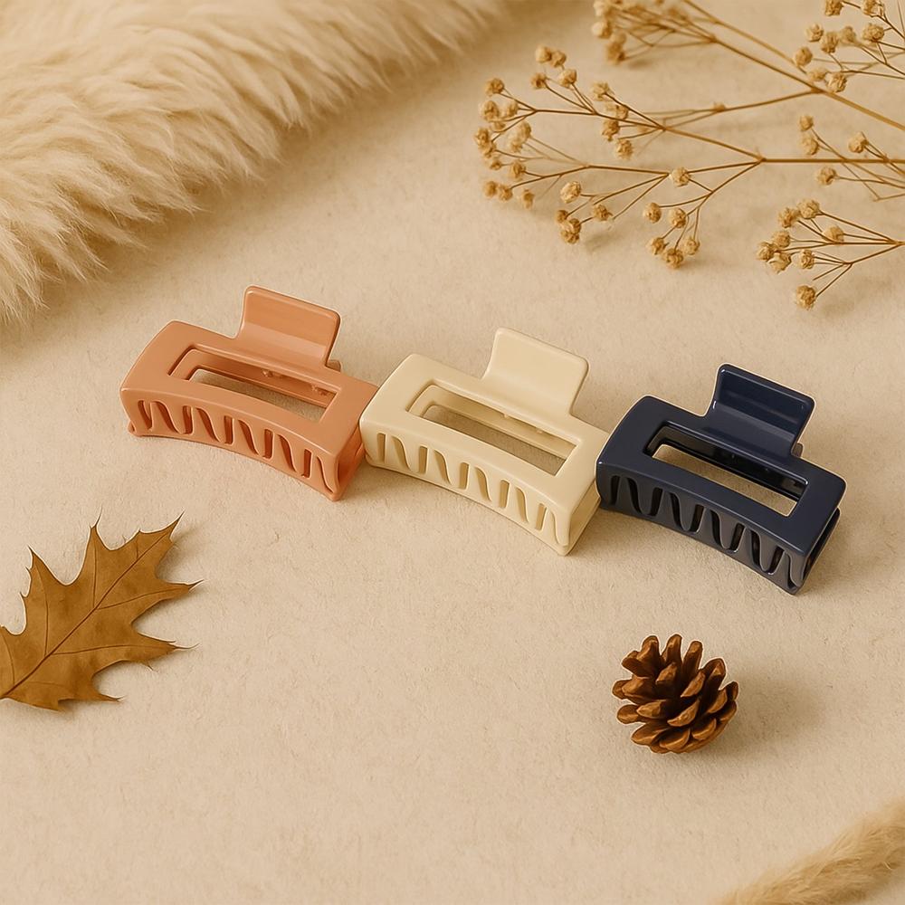 Matte Rectangle Hair Claw Clip for Women and Girls Assorted Color Pack 12 Pc