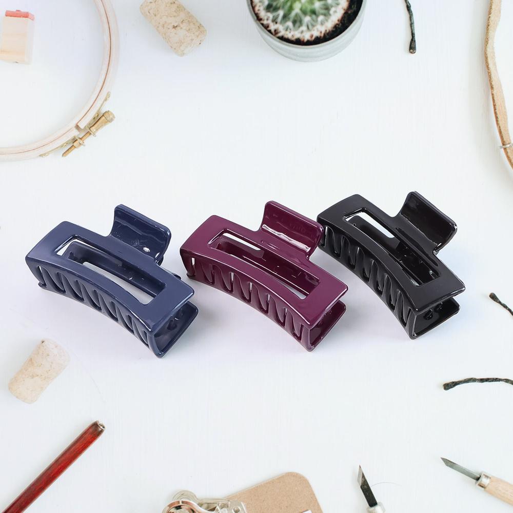 Matte Rectangle Hair Claw Clip for Women and Girls Assorted Color Pack 12 Pc
