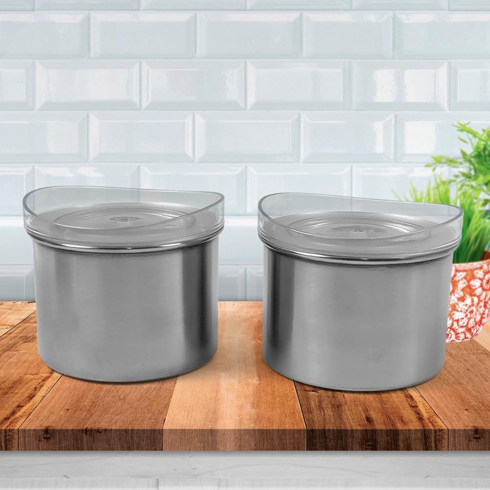 Multipurpose Stainless Steel Airtight Containers With See Through Lid (2 Pc / 500 Ml) - Color: Home & Kitchen