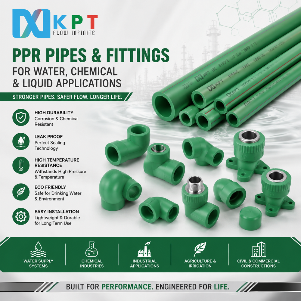 Ppr Pipes And Fittings - Ppr-c Material, 20-160mm Diameter, Green, Heat Fusion Sealed, Iso 15874 Certified, High Impact Strength