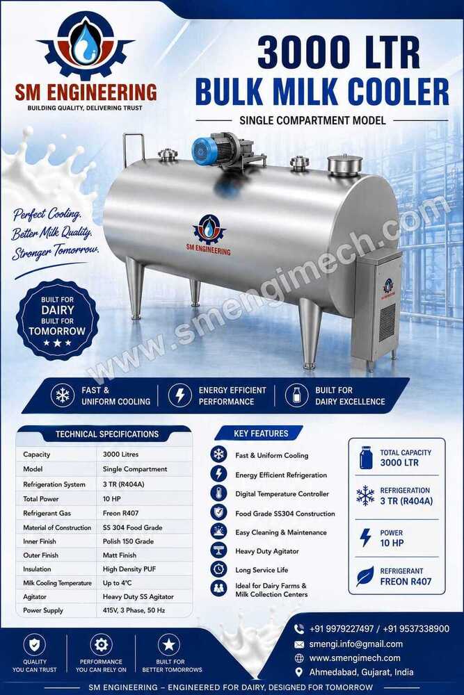 2000-3000 Ltr Bulk Milk Cooler