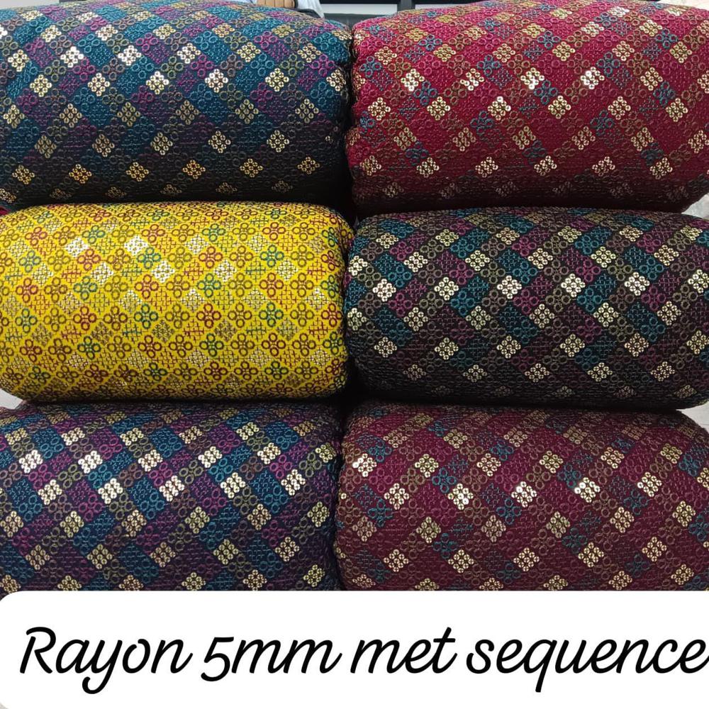 7 MM Sequence 58 Panna Poly Rayon Shifily Work Fabric