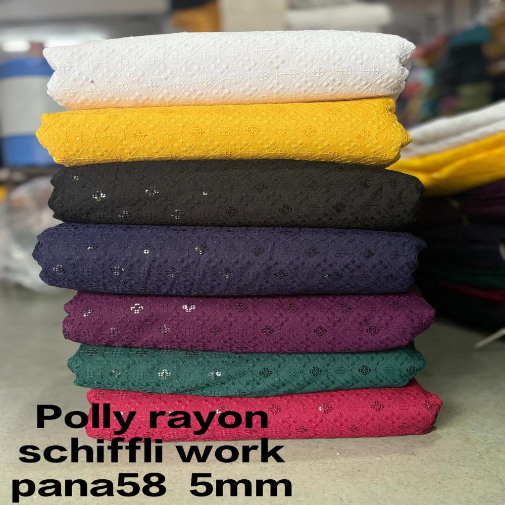 7 MM Sequence 58 Panna Poly Rayon Shifily Work Fabric