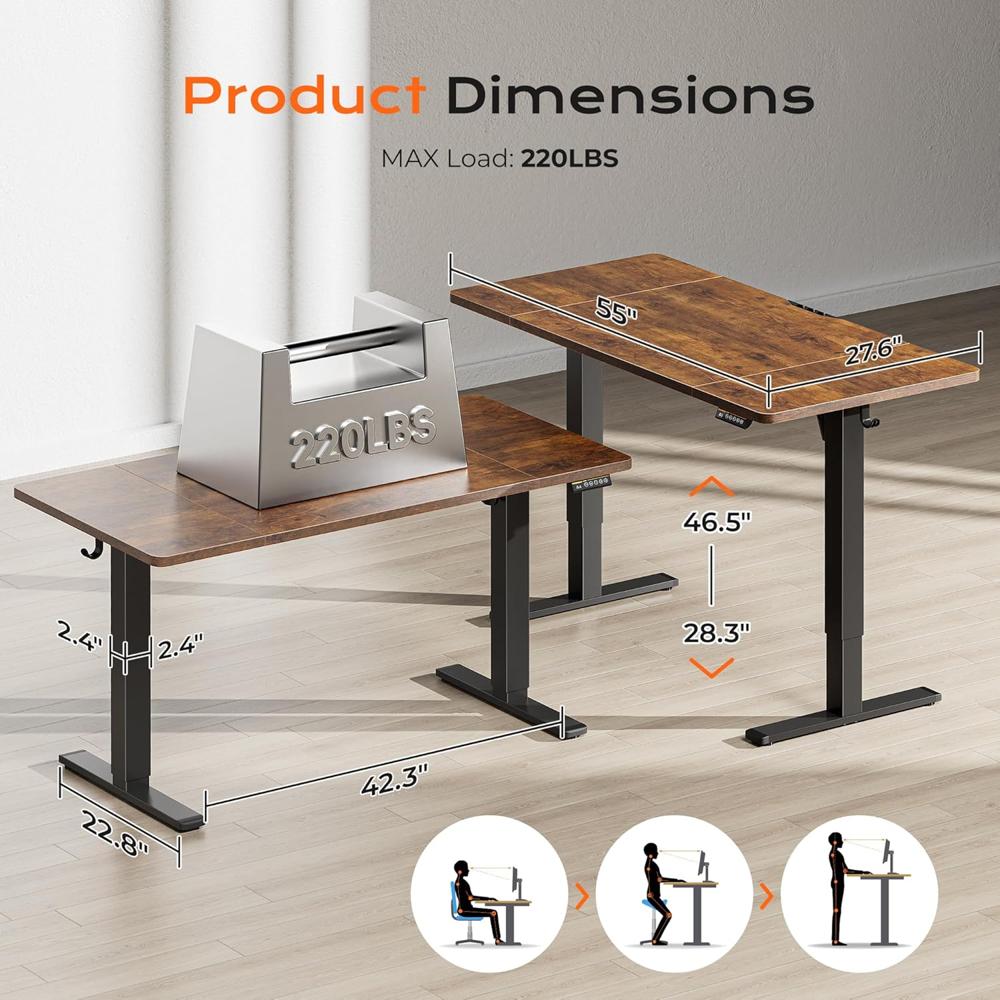 55 Inch Large Electric Standing Desk
