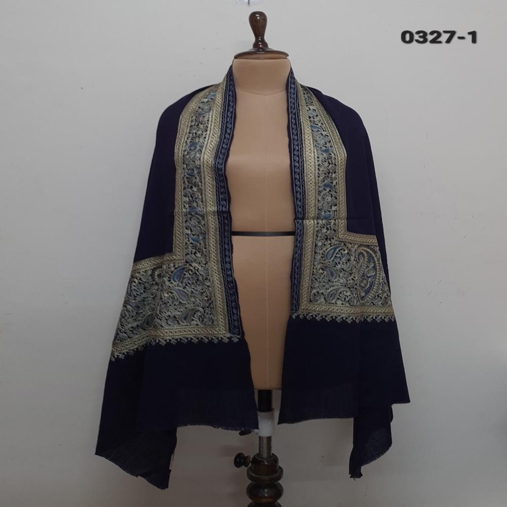 Pure wool fine embroidered border stoles