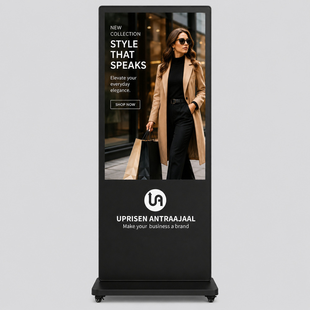 43 Inch 8 Plus 128 GB Black I Shape Digital Storage Standee