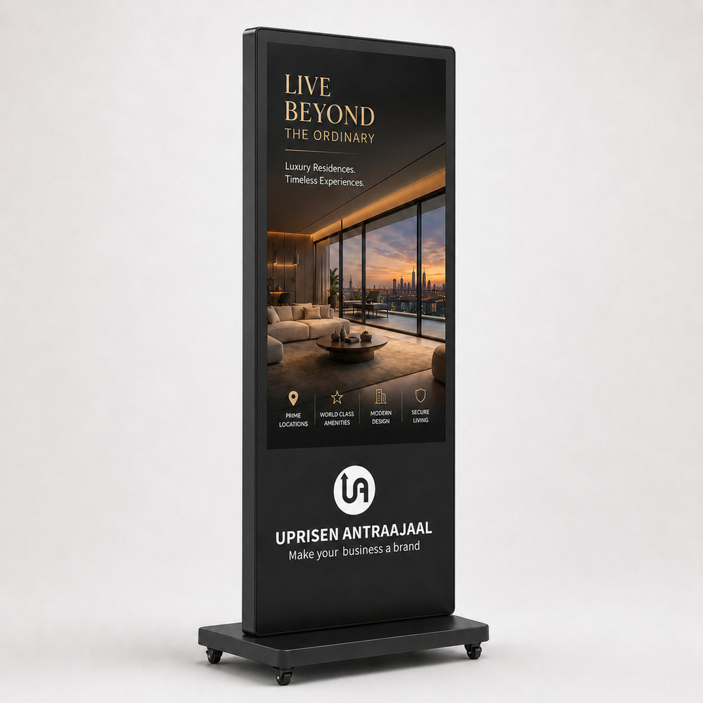 43 Inch 8 Plus 128 GB Black I Shape Digital Storage Standee