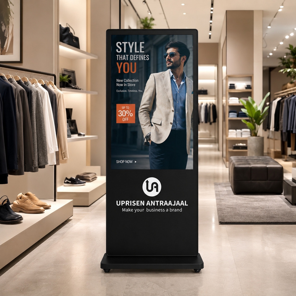 43 Inch 8 Plus 128 GB Black I Shape Digital Storage Standee