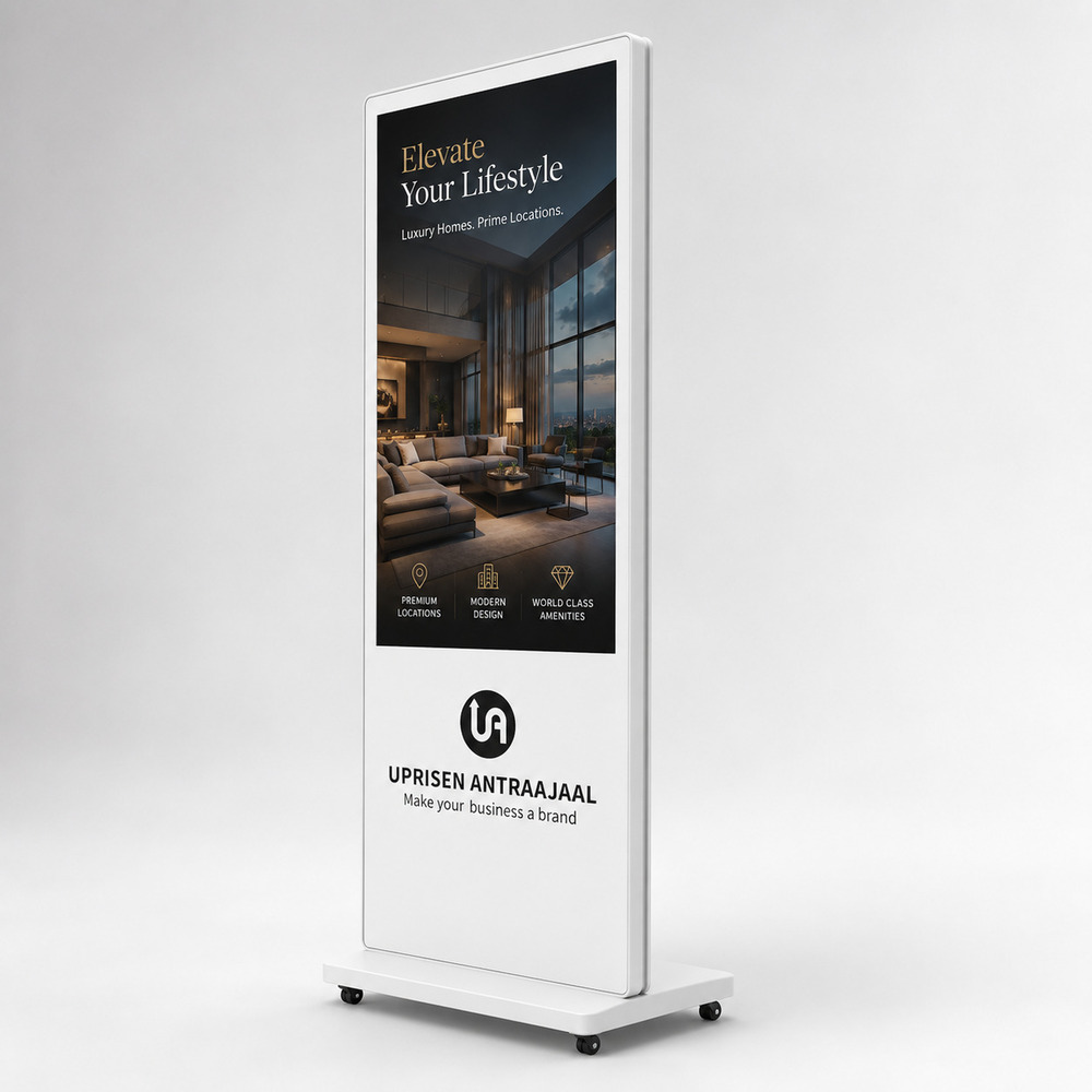 43 Inch 2 Plus 16 GB White I Shape Digital Storage Standee