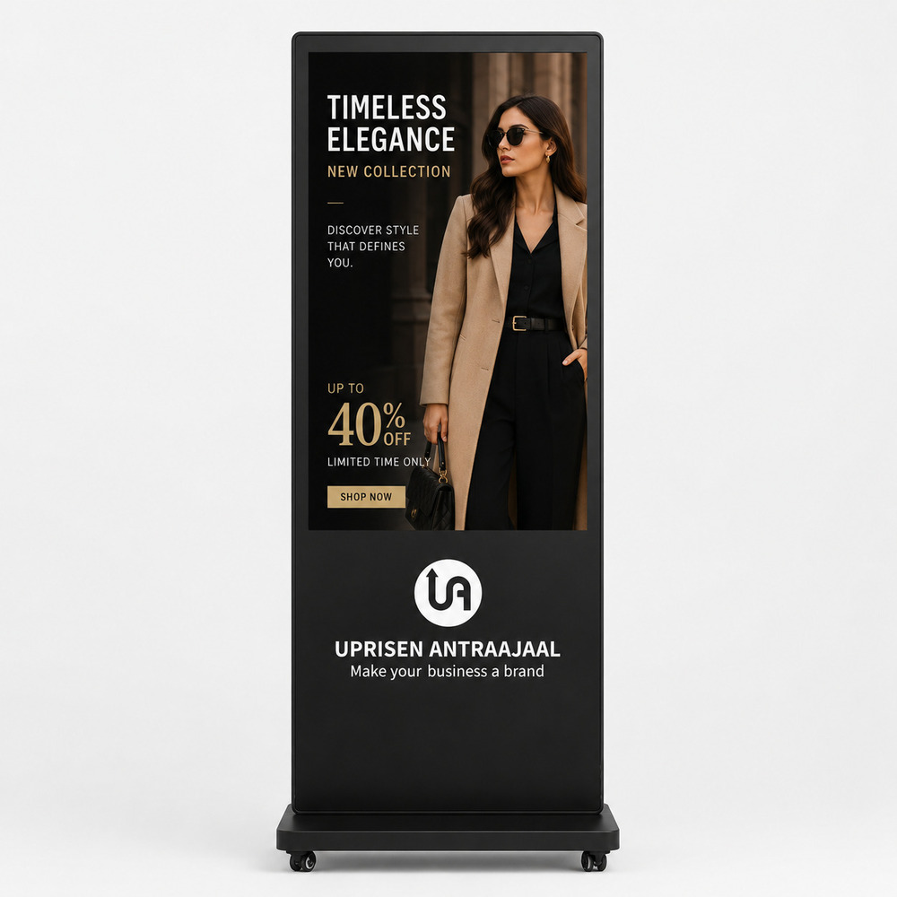 43 Inch 4 Plus 32 GB Black I Shape Digital Storage Standee