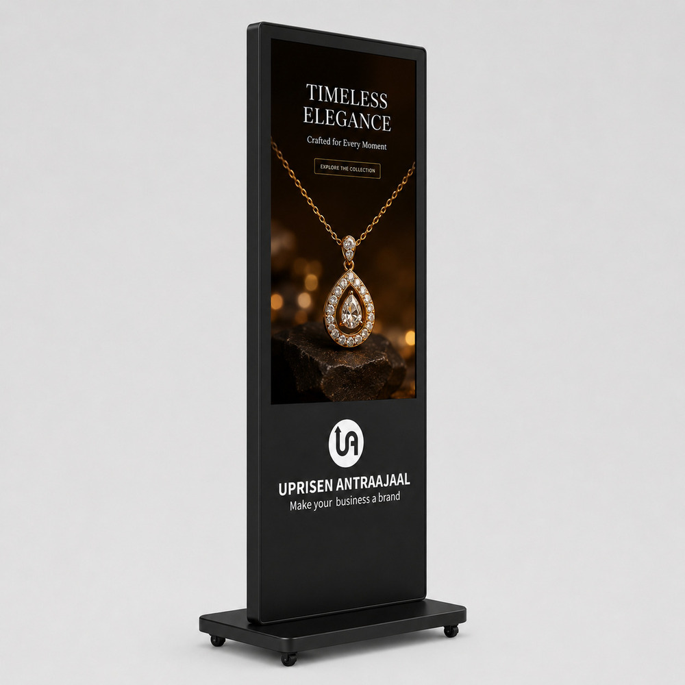 43 Inch 4 Plus 32 GB Black I Shape Digital Storage Standee