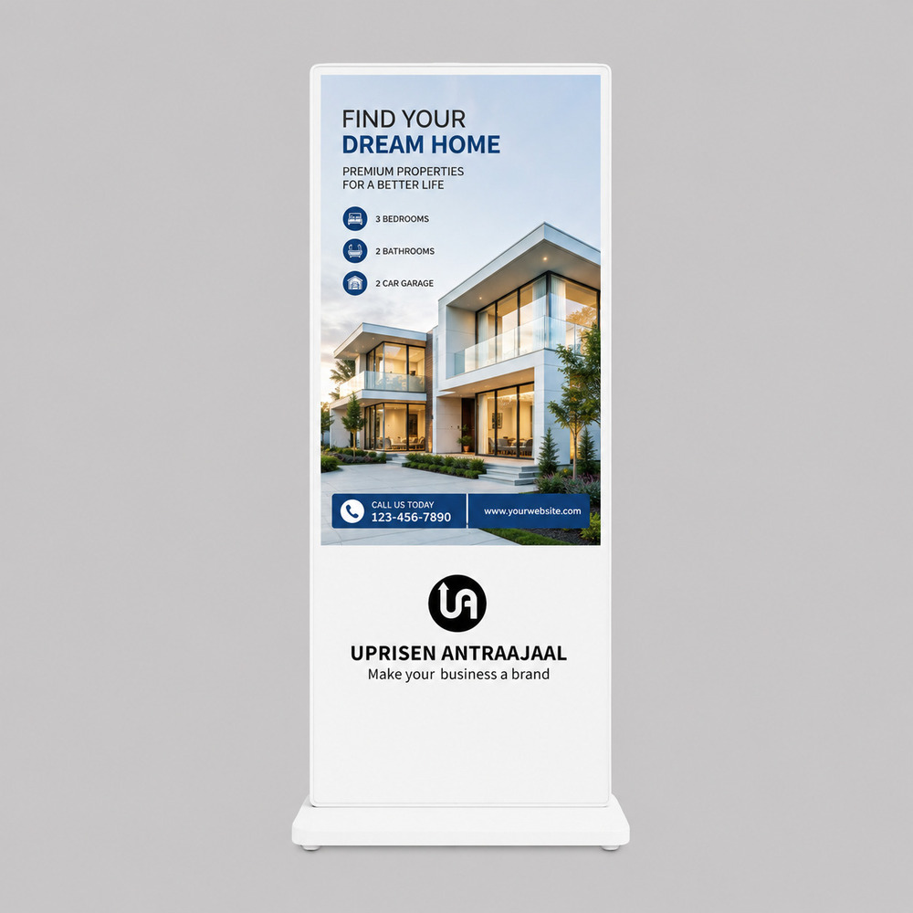 43 Inch White I Shape Digital Standee