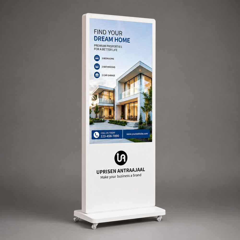 43 Inch White I Shape Digital Standee