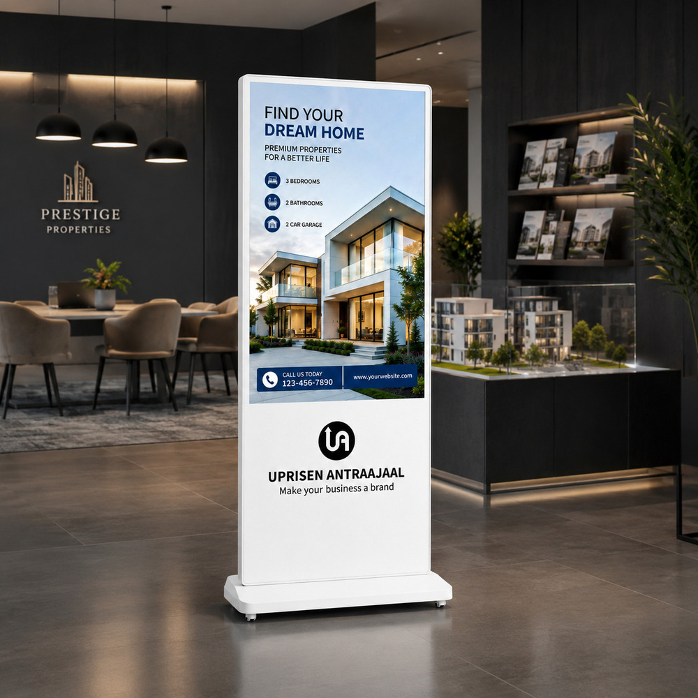 43 Inch White I Shape Digital Standee