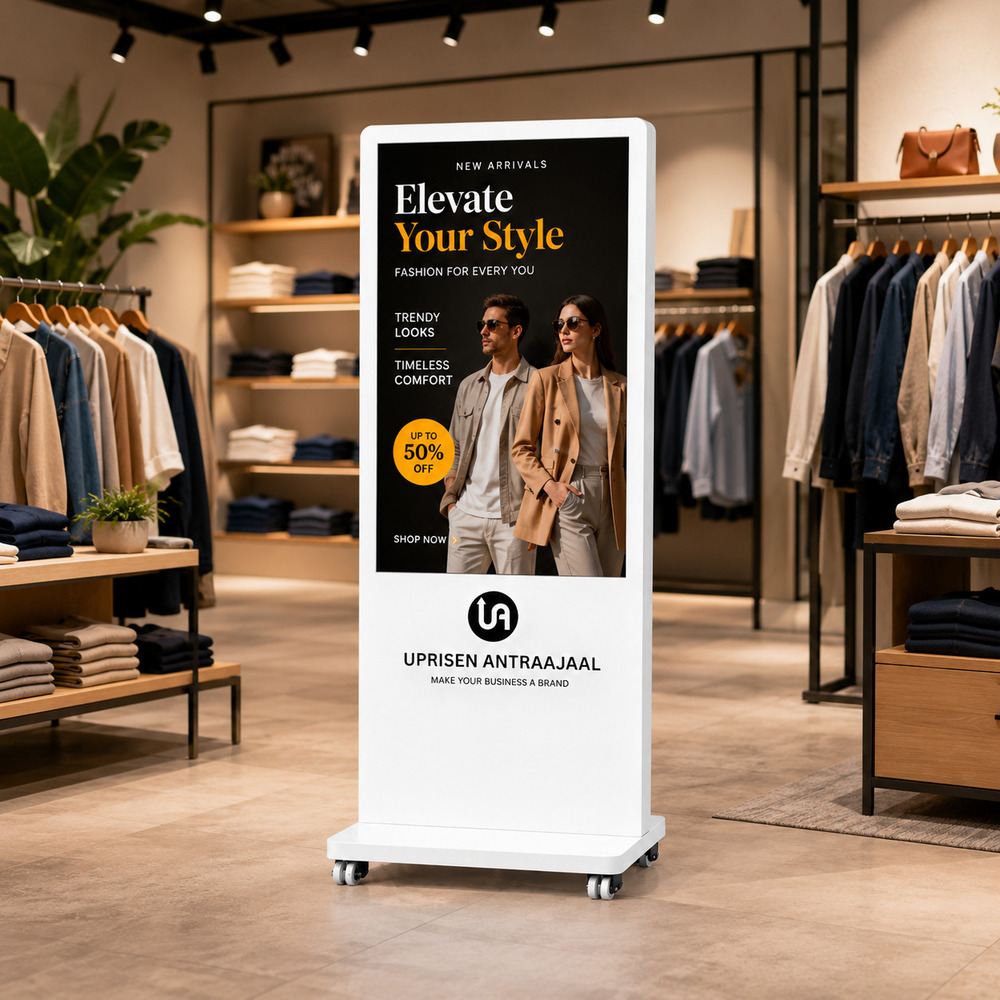 32 Inch White I Shape Digital Standee