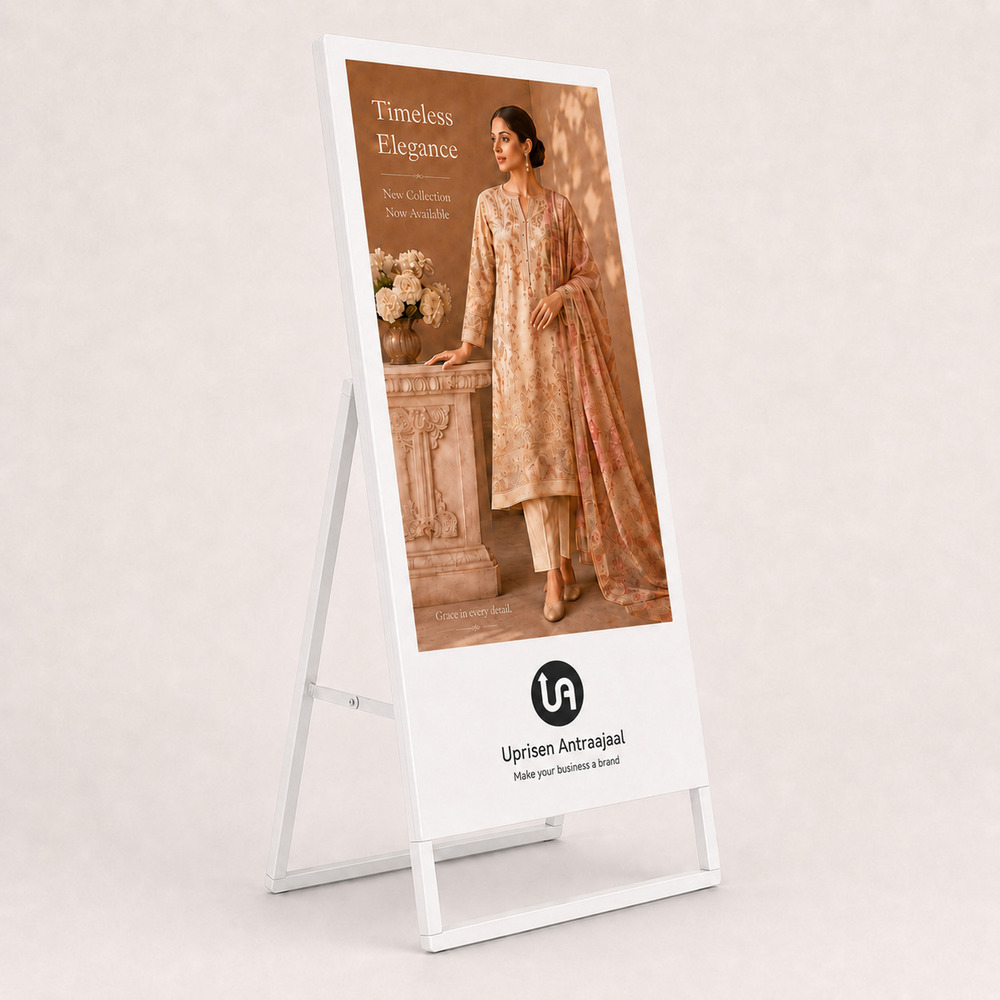 55 Inch White A Shape Digital Standee