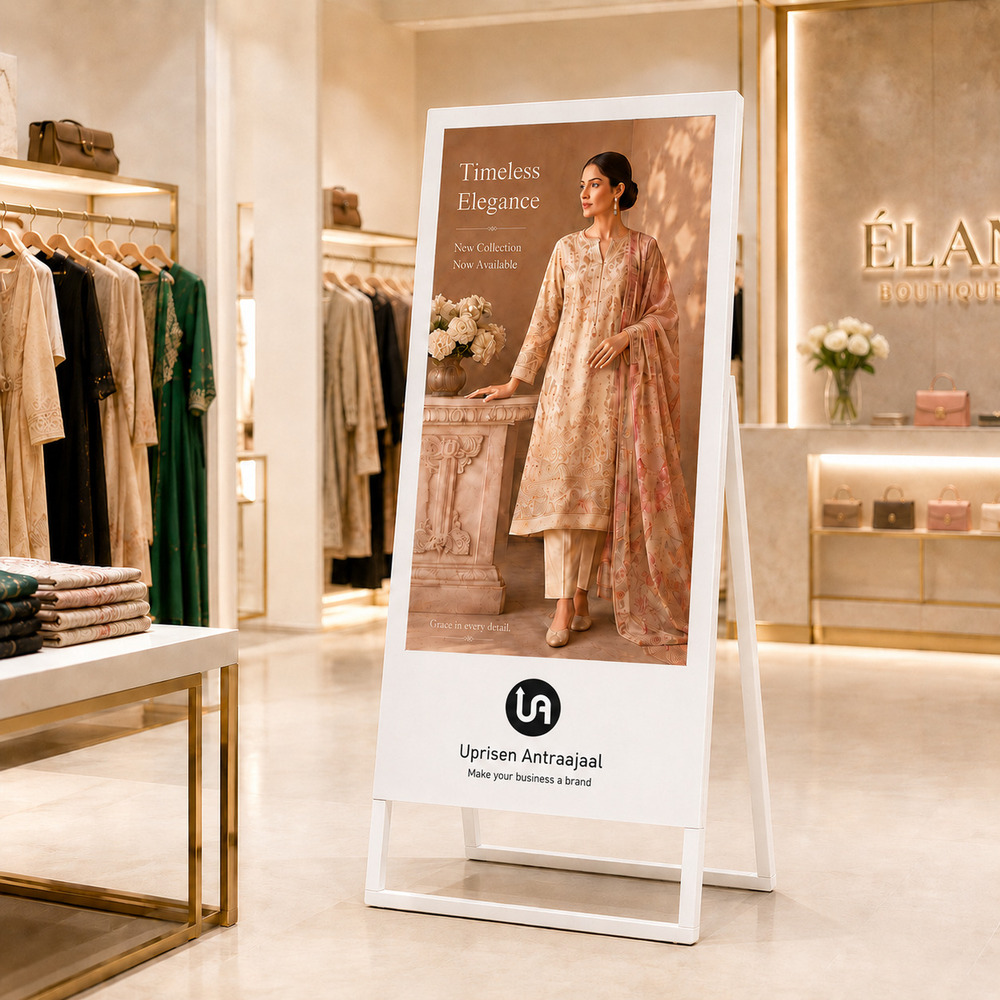 55 Inch White A Shape Digital Standee