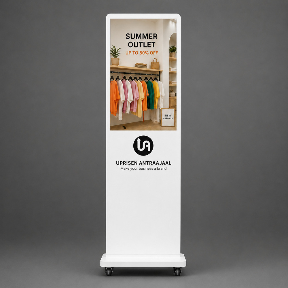 24 Inch White I Shape Digital Standee