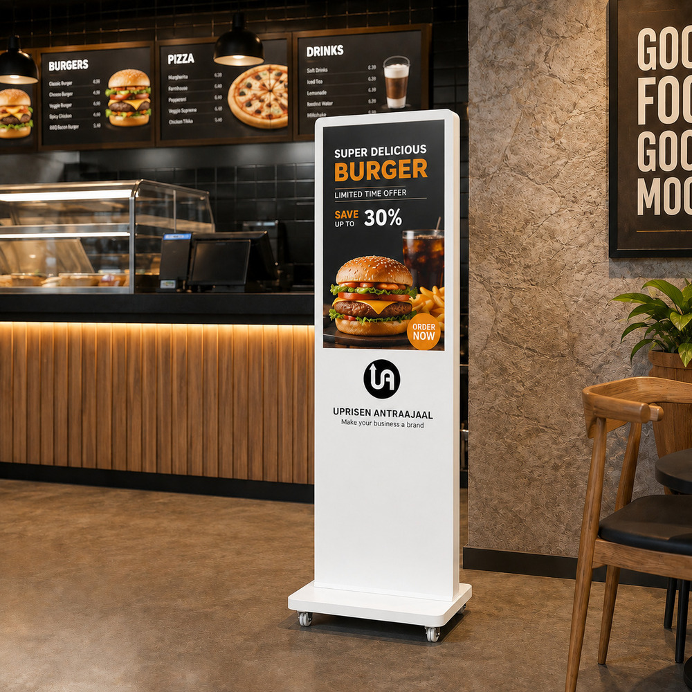 24 Inch White I Shape Digital Standee