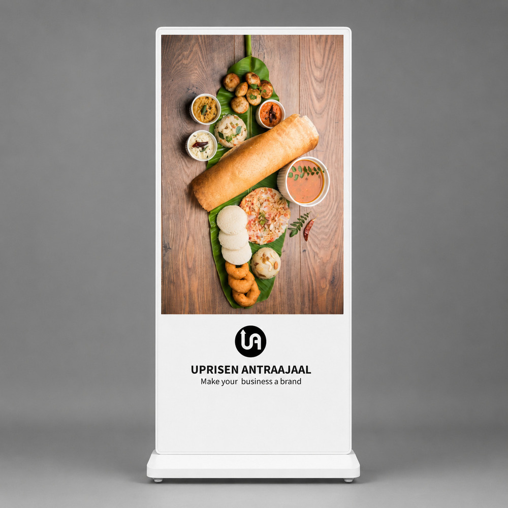 55 Inch White I Shape Digital Standee