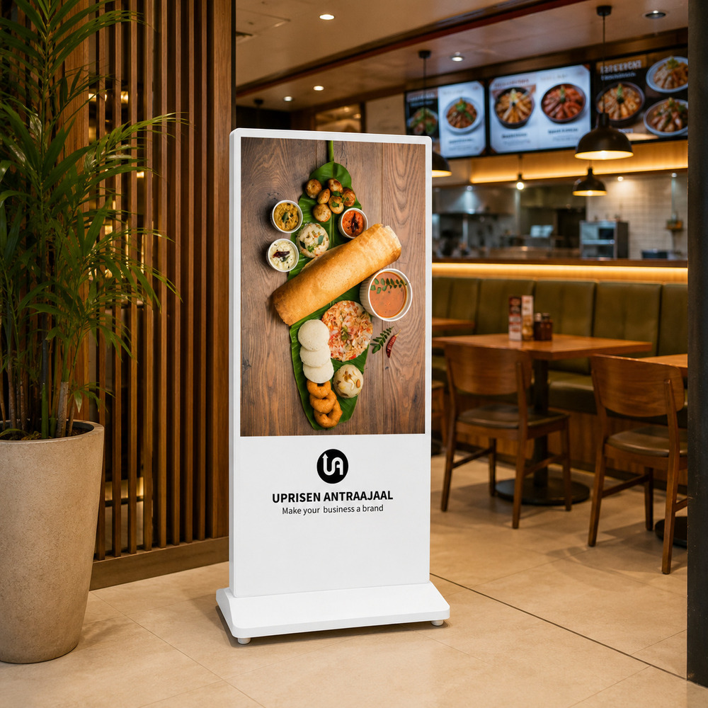 55 Inch White I Shape Digital Standee