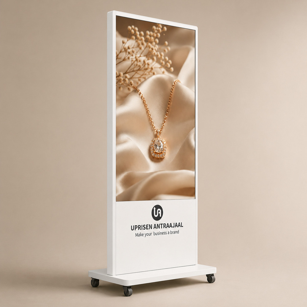 75 Inch White I Shape Digital Standee