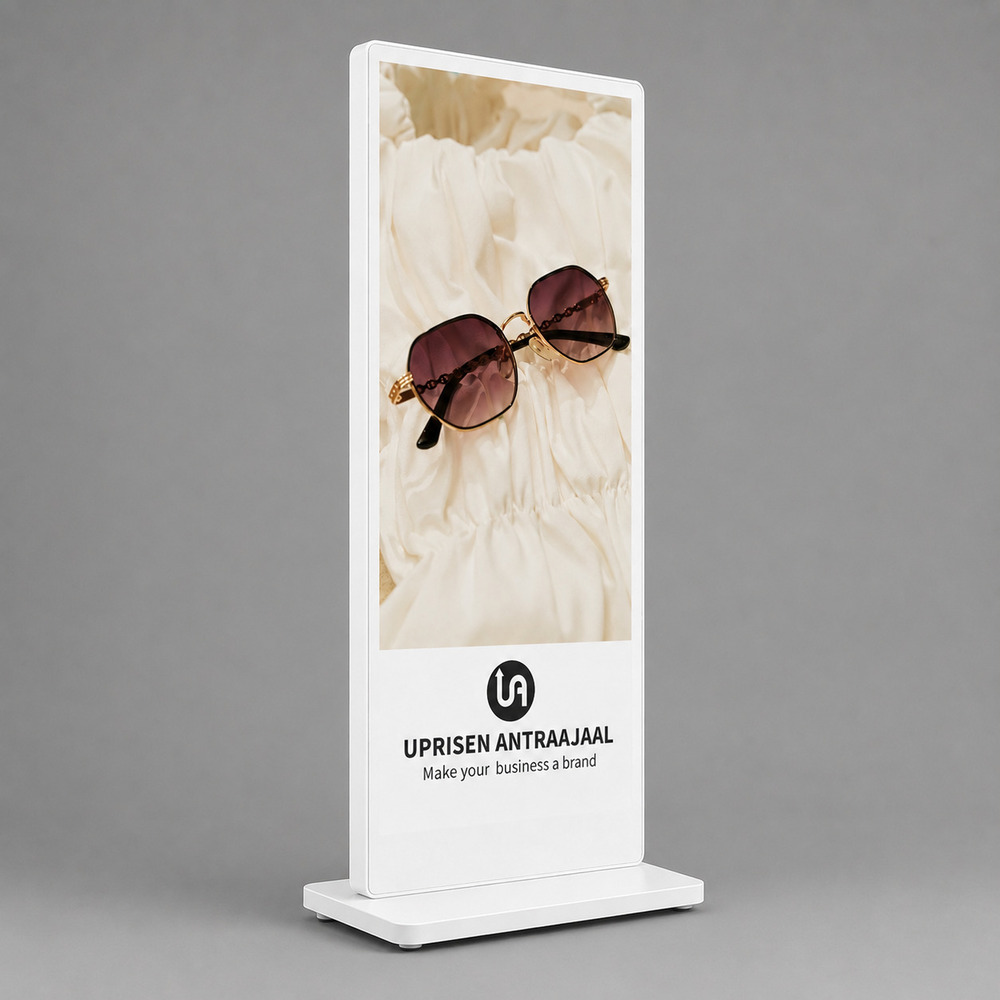 65 Inch White I Shape Digital Standee