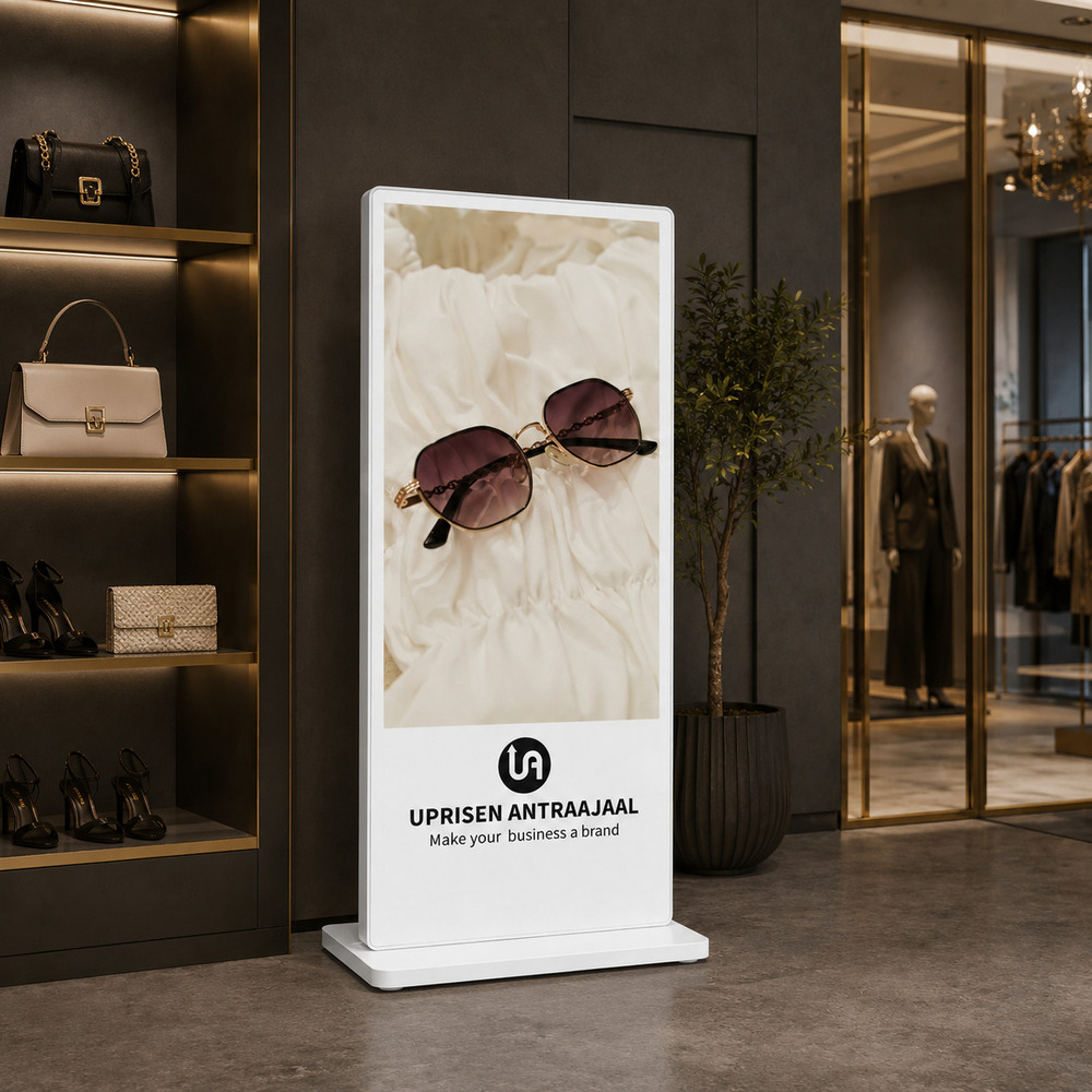 65 Inch White I Shape Digital Standee