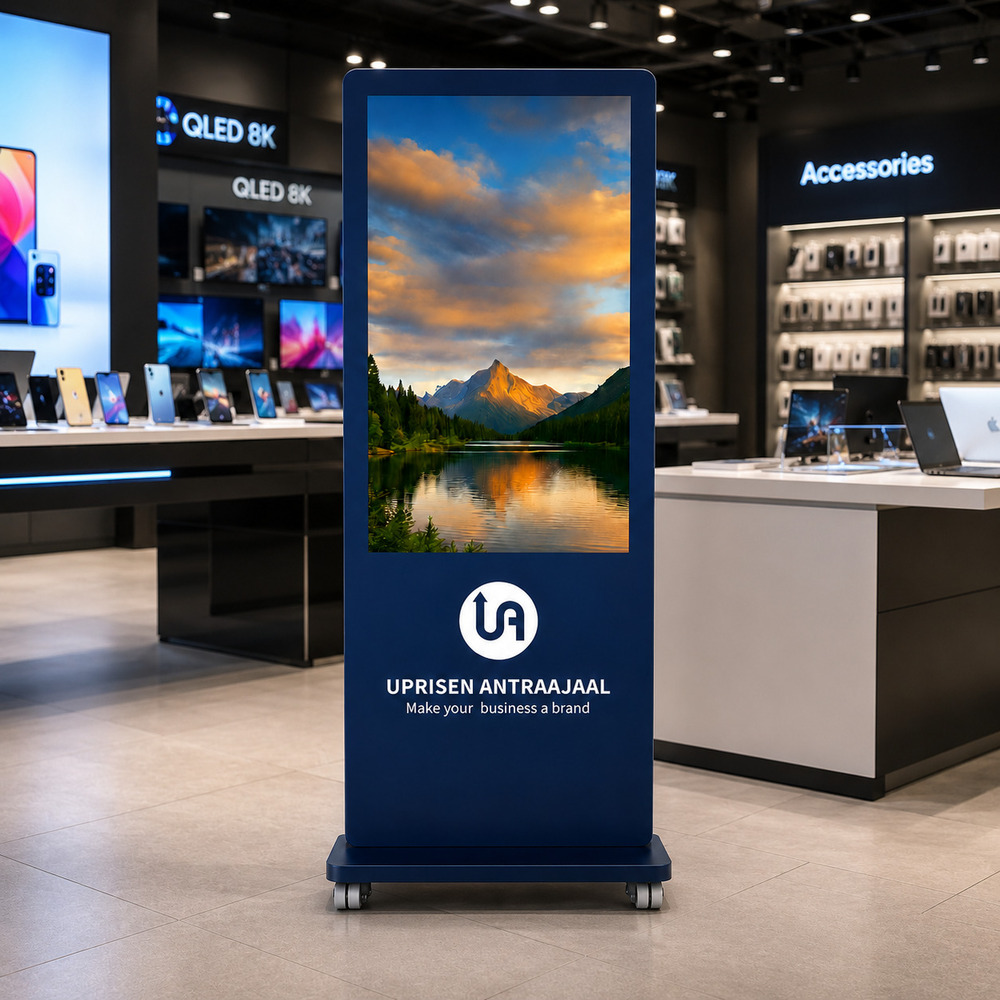 Premium Navy Blue Color I Shape Digital Standee