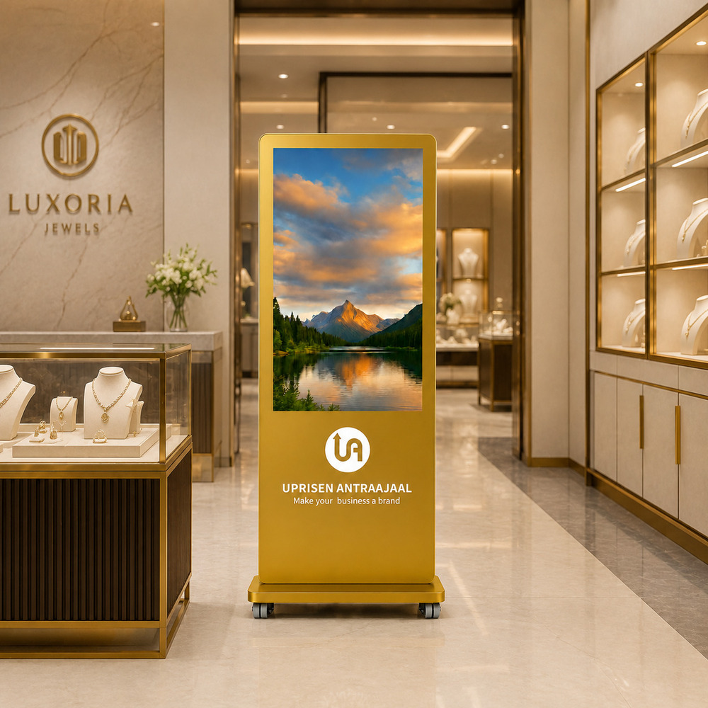 Premium Golden Color I Shape Digital Standee