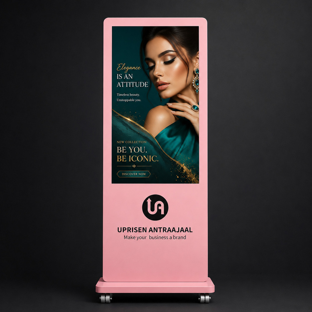 Premium Pink Color I Shape Digital Standee