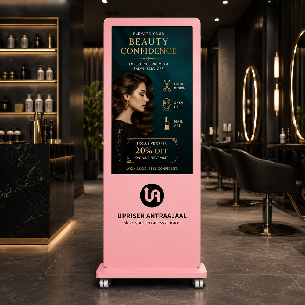 Premium Pink Color I Shape Digital Standee
