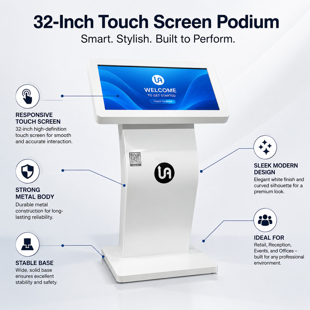 32 Inch White Touch Screen Kiosk