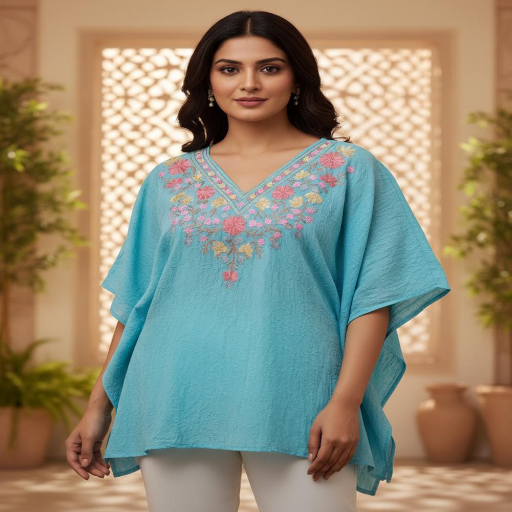 Cotton Crush Kashmiri Kaftan Tops