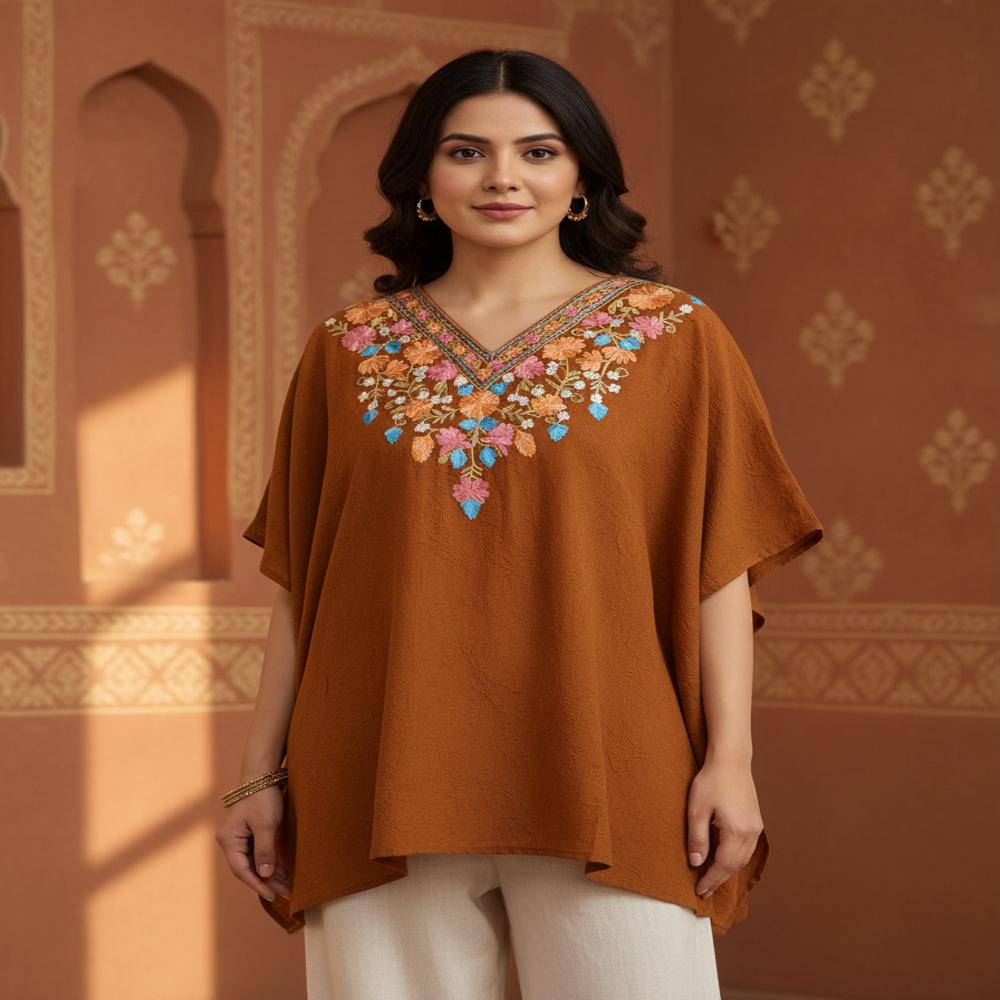 Cotton Crush Kashmiri Kaftan Tops