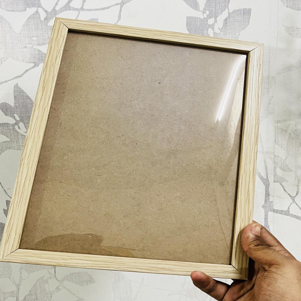 A4 Size Blank Frame with Crystal Clear Acrylic And MDF (8X12 Inches, Natural)