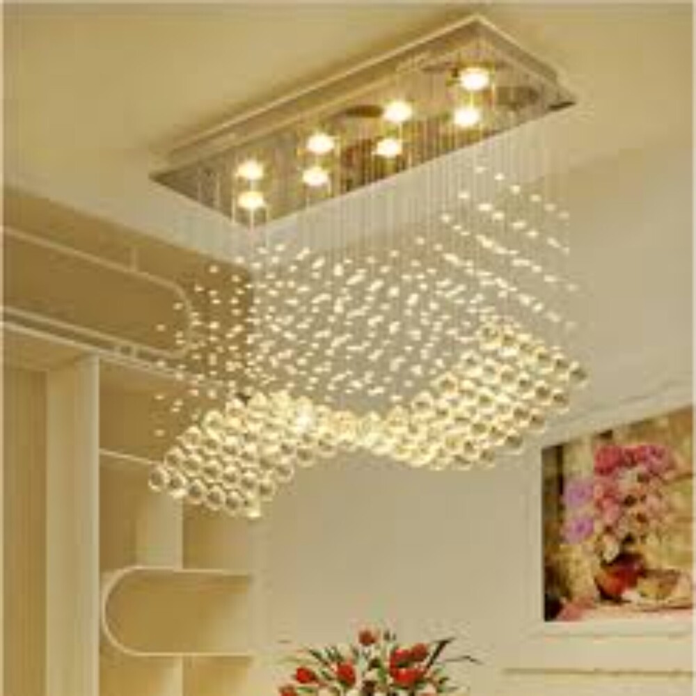 Rectangular Crystal Chandelier - Light Source: Fluorescent