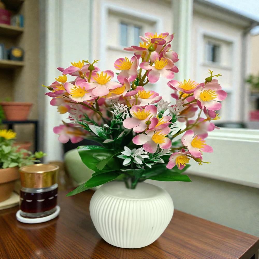 Artificial Yellow Blossom Small Flower Bunch for Home Decor Fabric Fake Flowers Yellow Sunflower Artificial Flower with Pot