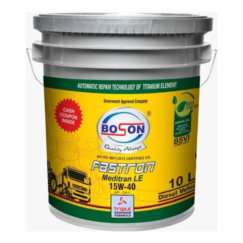 Pump Set Engine Oil - 10 Ltr 15w-40 Boson Fastron Meditran Le Engine Oil | Industrial Application, White Bucket, Optimal Lubrication & Protection