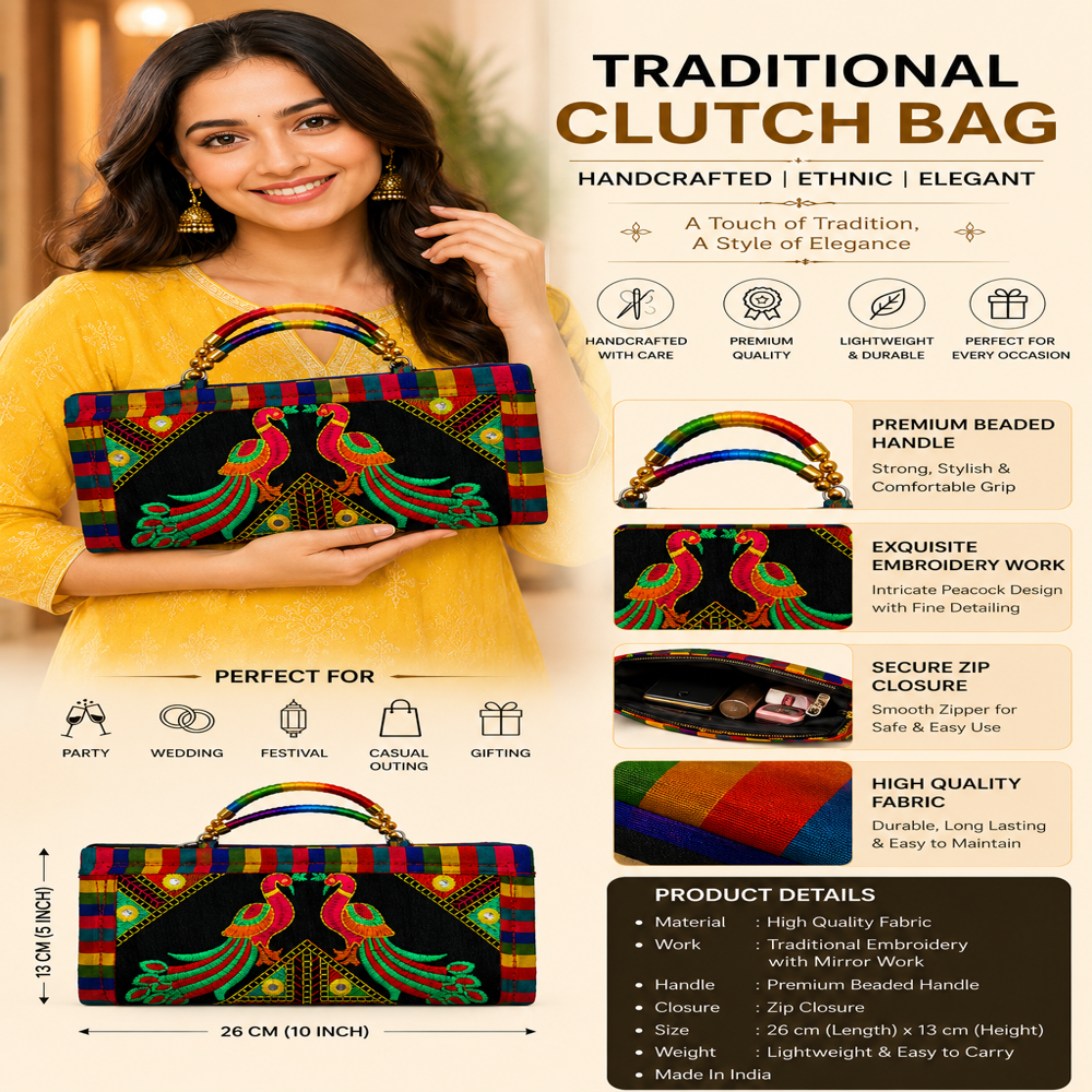 Premium Peacock Design Ladies Wallet  76 - Color: Black