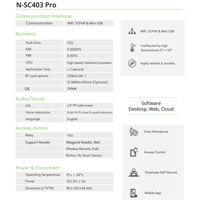 Essl Sc403 Rfid System - Data Capacity: 30