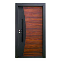 Wooden Pattern Steel Door - Color: Brown With Black Frame