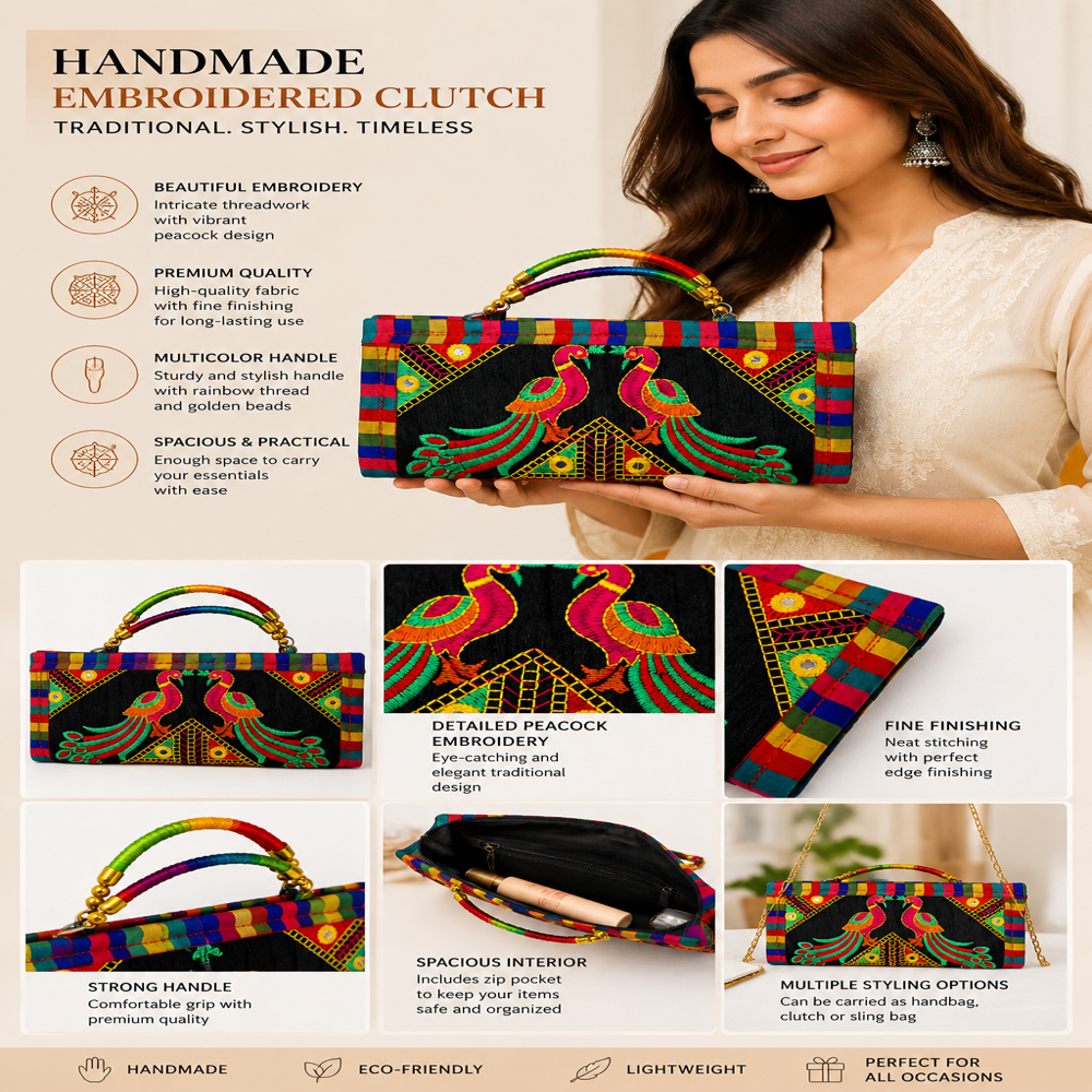 Designer Peacock Embroidery Fashion Purse  79