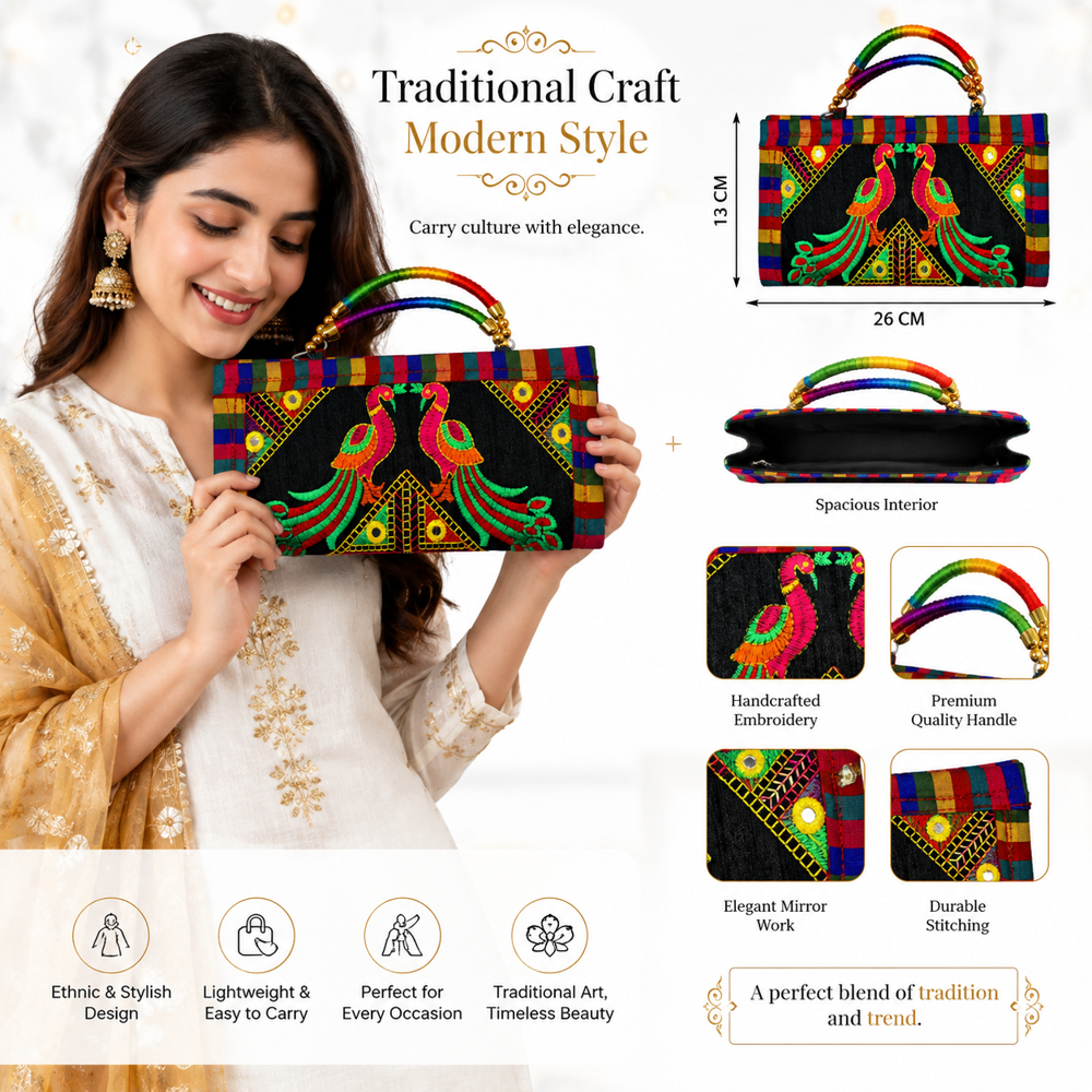 Traditional Fabric Wallet with Peacock Art  90