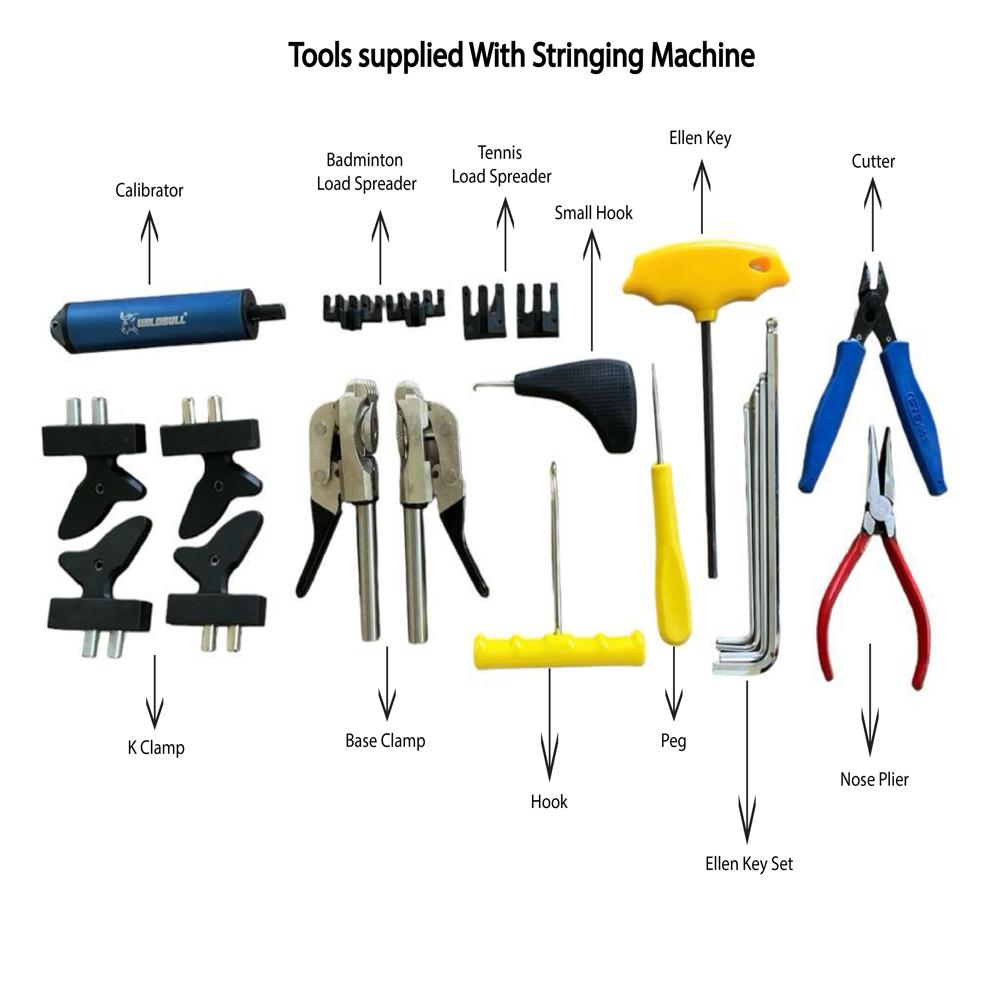 Manual Badminton Stringing Machine - Black 30x25x7cm, Non-slip Base | Hybrid Clamp, Manual Tension Adjustment, Dual Kg/lb Display