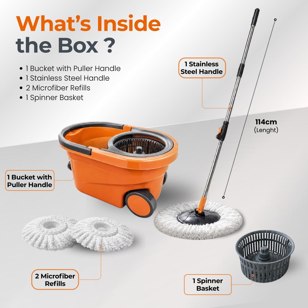 Klyntec Fusion 360 Rotation Spin Mop Bucket with Plastic Wringer