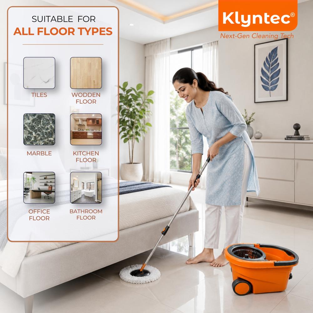 Klyntec Fusion 360 Rotation Spin Mop Bucket with Plastic Wringer